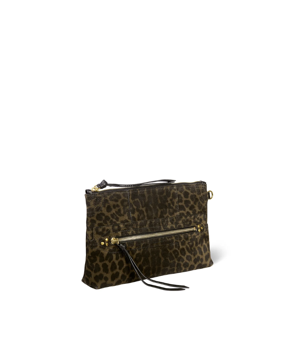 Lucky Clutch Croûte Velours Léopard Kaki - Jérôme Dreyfuss