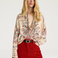 Chemisier Pitanga Satin de Viscose Multicolore Crème - Momoni