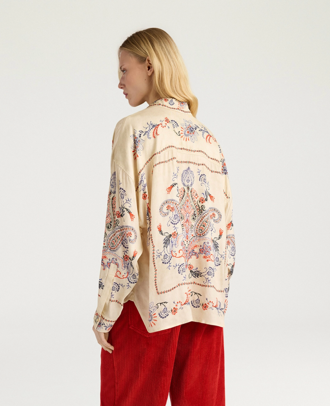 Chemisier Pitanga Satin de Viscose Multicolore Crème - Momoni