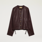 Veste Bomber Courte Kaldor Cuir Marron - Momoni