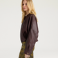 Veste Bomber Courte Kaldor Cuir Marron - Momoni