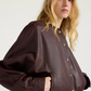 Veste Bomber Courte Kaldor Cuir Marron - Momoni