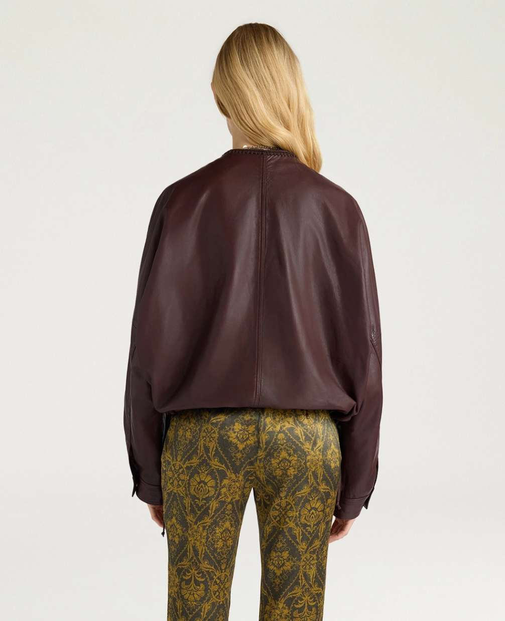Veste Bomber Courte Kaldor Cuir Marron - Momoni