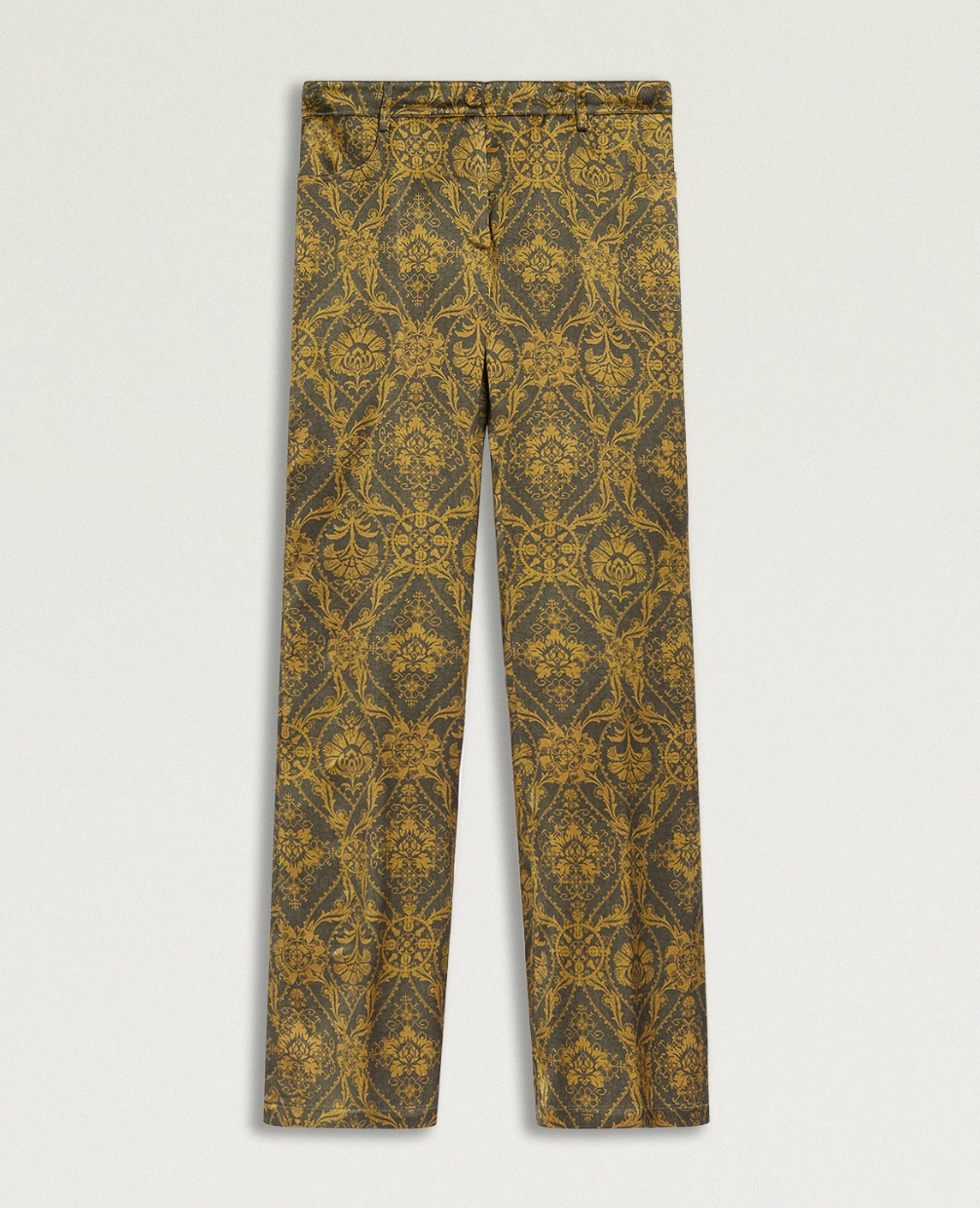 Pantalon 5 Poches Odin Satin de Soie Kaki/Huile - Momoni