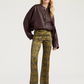 Pantalon 5 Poches Odin Satin de Soie Kaki/Huile - Momoni