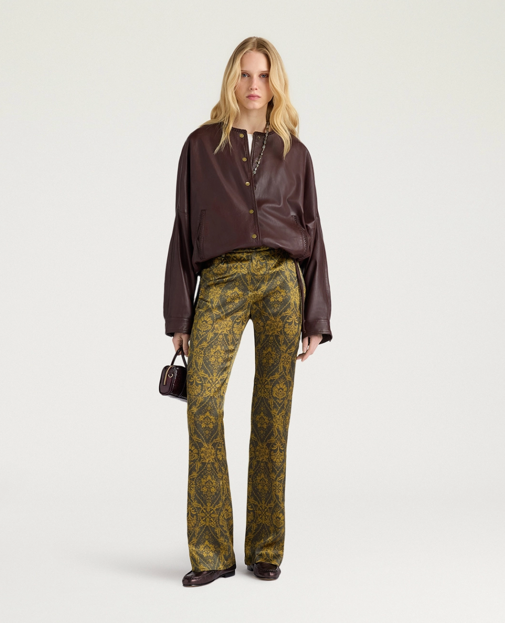 Pantalon 5 Poches Odin Satin de Soie Kaki/Huile - Momoni