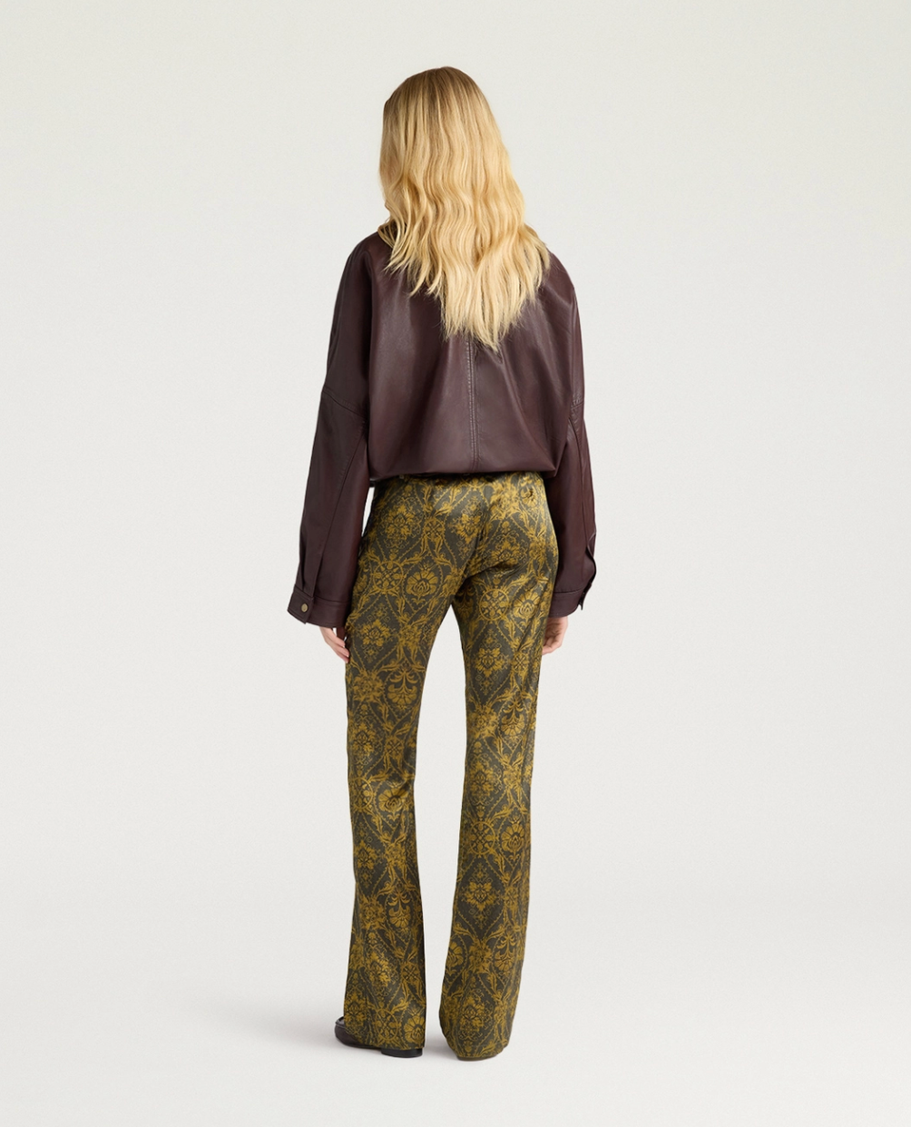 Pantalon 5 Poches Odin Satin de Soie Kaki/Huile - Momoni