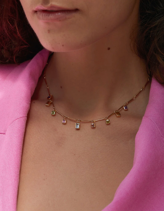 Collier 5 Éléments Tourmaline Rose Péridot - Dorothée Sausset