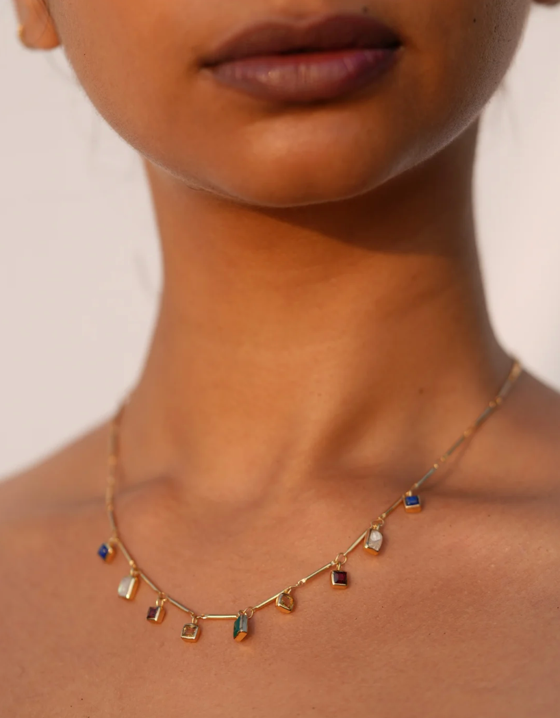 Collier 5 Éléments Onyx Vert Lapis - Dorothée Sausset