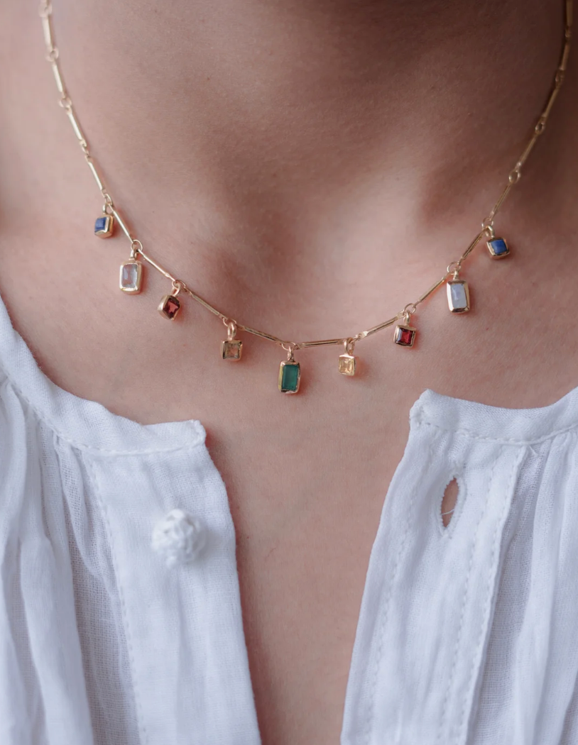 Collier 5 Éléments Onyx Vert Lapis - Dorothée Sausset