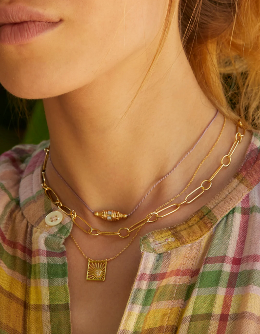 Collier Rakhi 2 Fil Lilas Labradorite - Dorothée Sausset