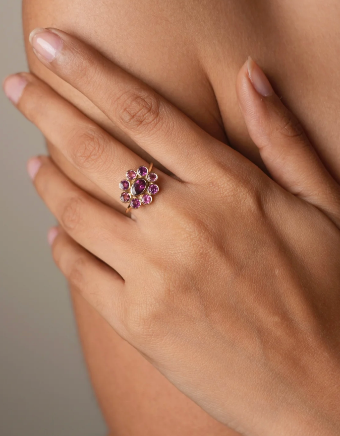 Bague 9 Planètes Rhodolite - Dorothée Sausset