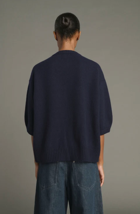 Pull Manches Courtes Maille Feutrée Lise Navy - Soeur