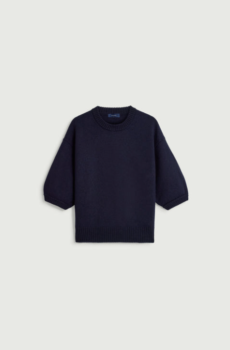 Pull Manches Courtes Maille Feutrée Lise Navy - Soeur