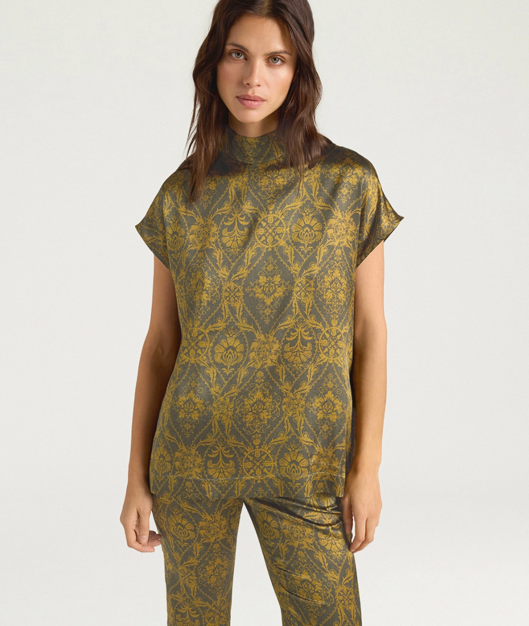 Blouse Manches Courtes Ulla Imprimé Kaki/Huile - Momoni
