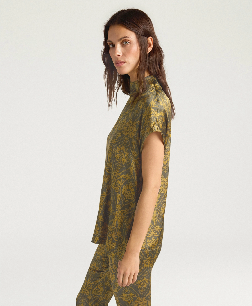 Blouse Manches Courtes Ulla Imprimé Kaki/Huile - Momoni