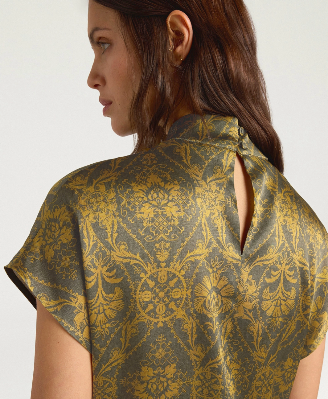 Blouse Manches Courtes Ulla Imprimé Kaki/Huile - Momoni