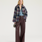 Manteau Veste Tartan Laine Céruléen/Cyclamen - Momoni
