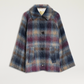 Manteau Veste Tartan Laine Céruléen/Cyclamen - Momoni