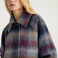 Manteau Veste Tartan Laine Céruléen/Cyclamen - Momoni