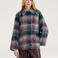 Manteau Veste Tartan Laine Céruléen/Cyclamen - Momoni