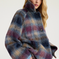 Manteau Veste Tartan Laine Céruléen/Cyclamen - Momoni