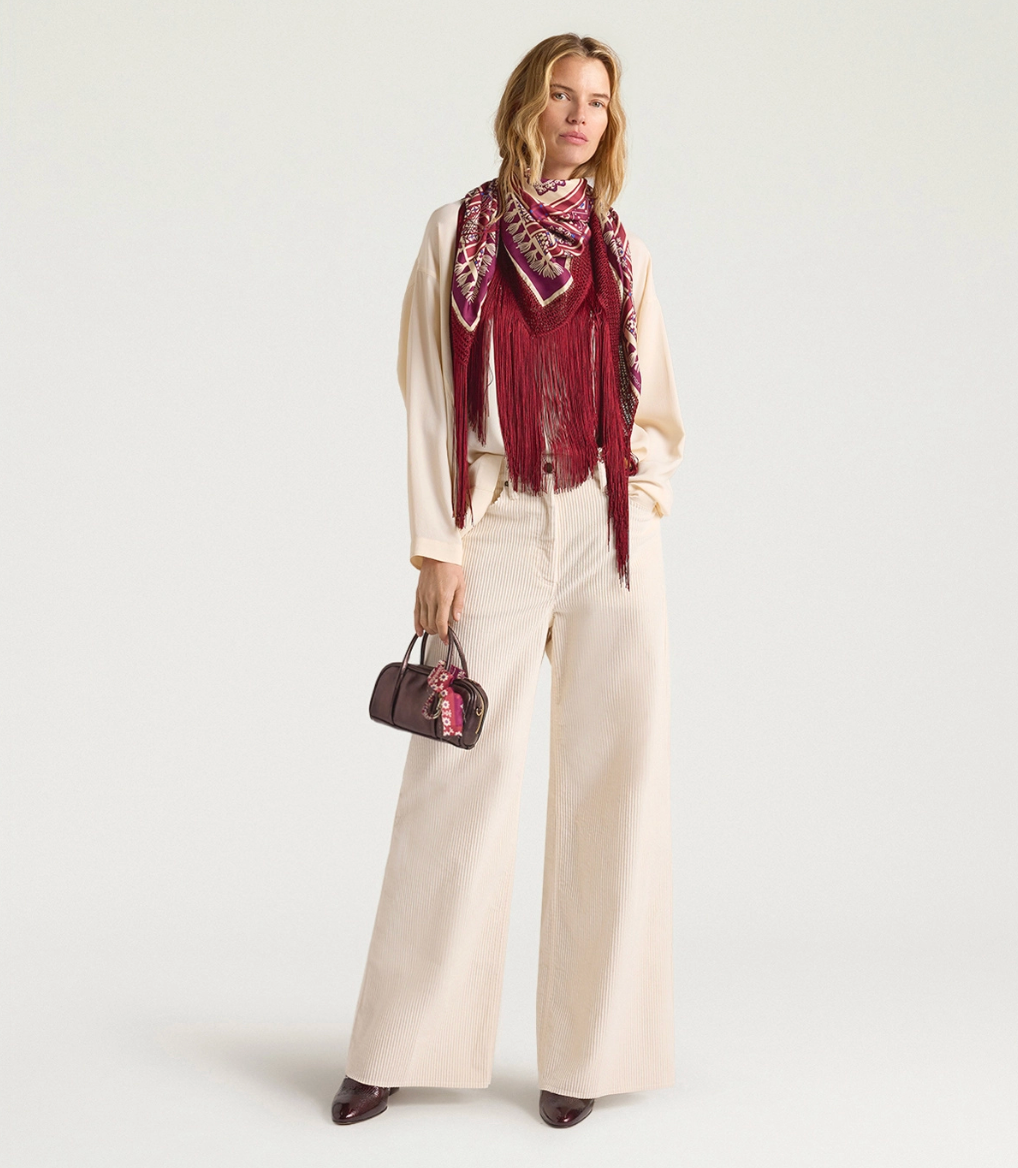 Pantalon Aoki Velours Courbé Crème - Momoni