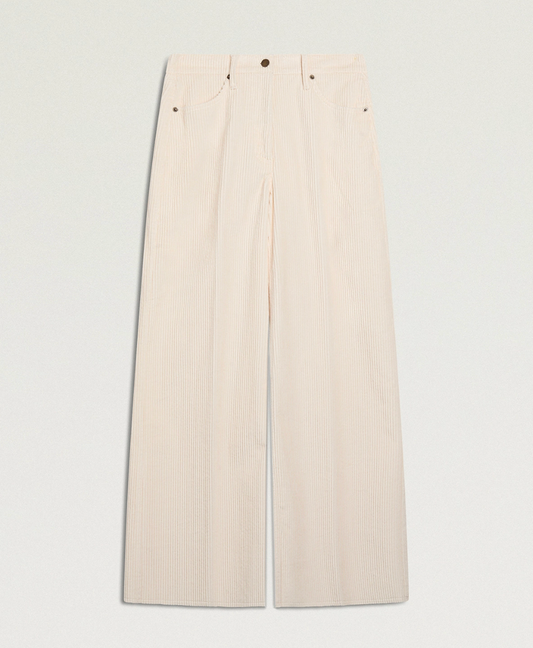 Pantalon Aoki Velours Courbé Crème - Momoni