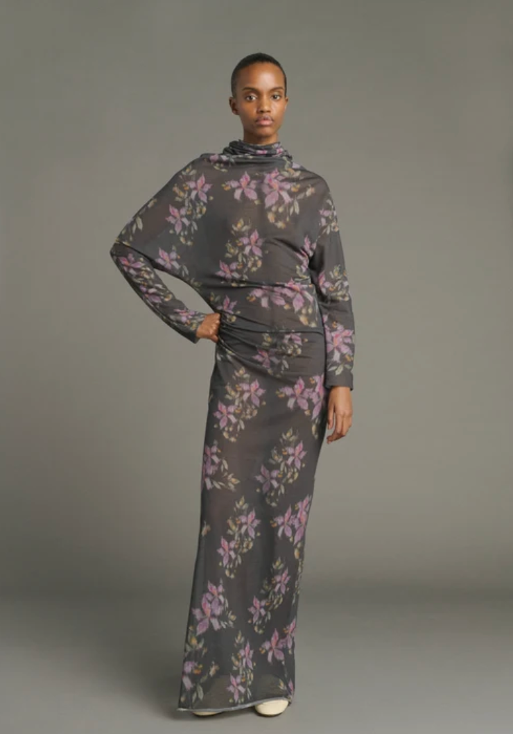 Robe Longue Lola Drapée Jersey Crêpe - Soeur