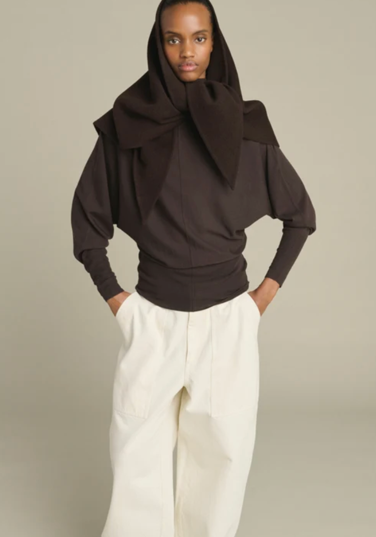 Foulard Triangle Jamelia Laine Double Face Marron Foncé - Soeur