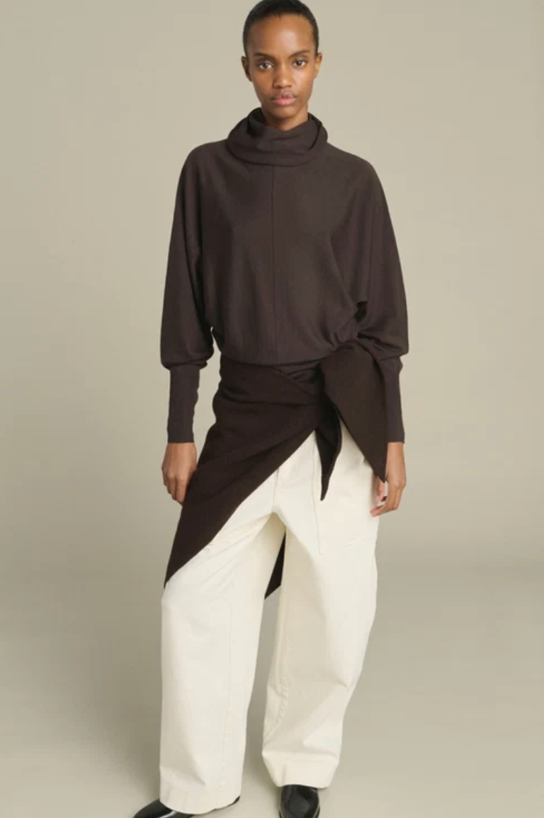 Foulard Triangle Jamelia Laine Double Face Marron Foncé - Soeur