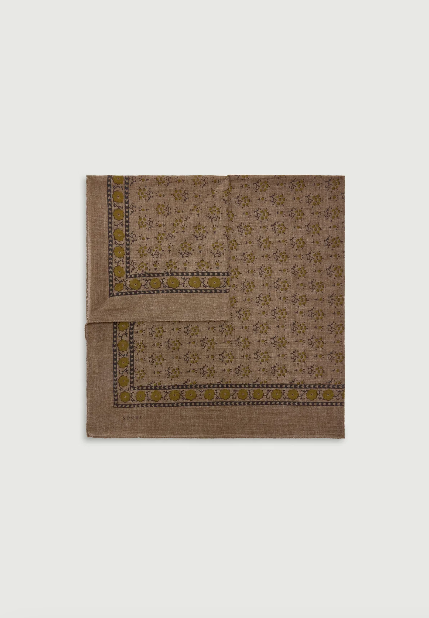Foulard Classique Twill de Laine Taupe Chiné/Kaki - Soeur