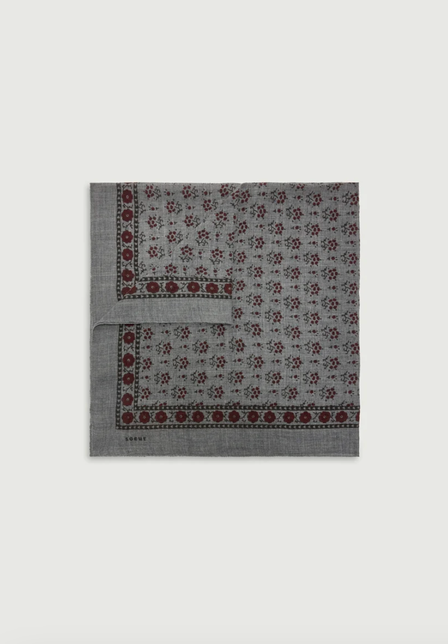 Foulard Classique Twill de Laine Gris Foncé/Kaki - Soeur
