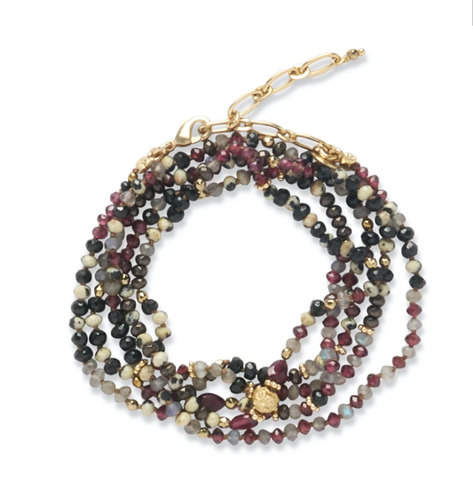 Bracelet Adoum Multi-tours Labradorite Spinelle Grenat - Room Service