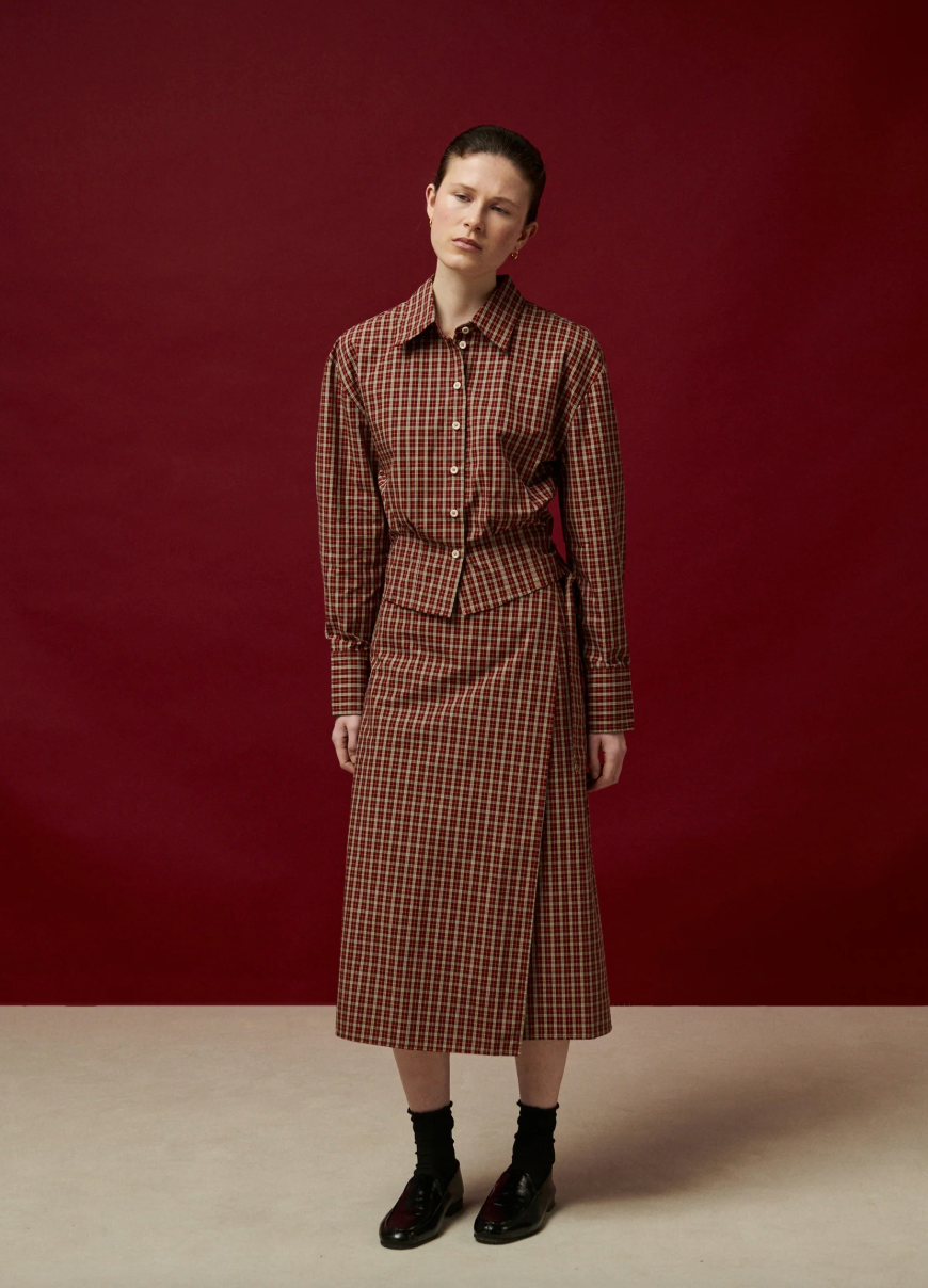 Chemise Idris Spice Cropped à Carreaux - Bellepièce
