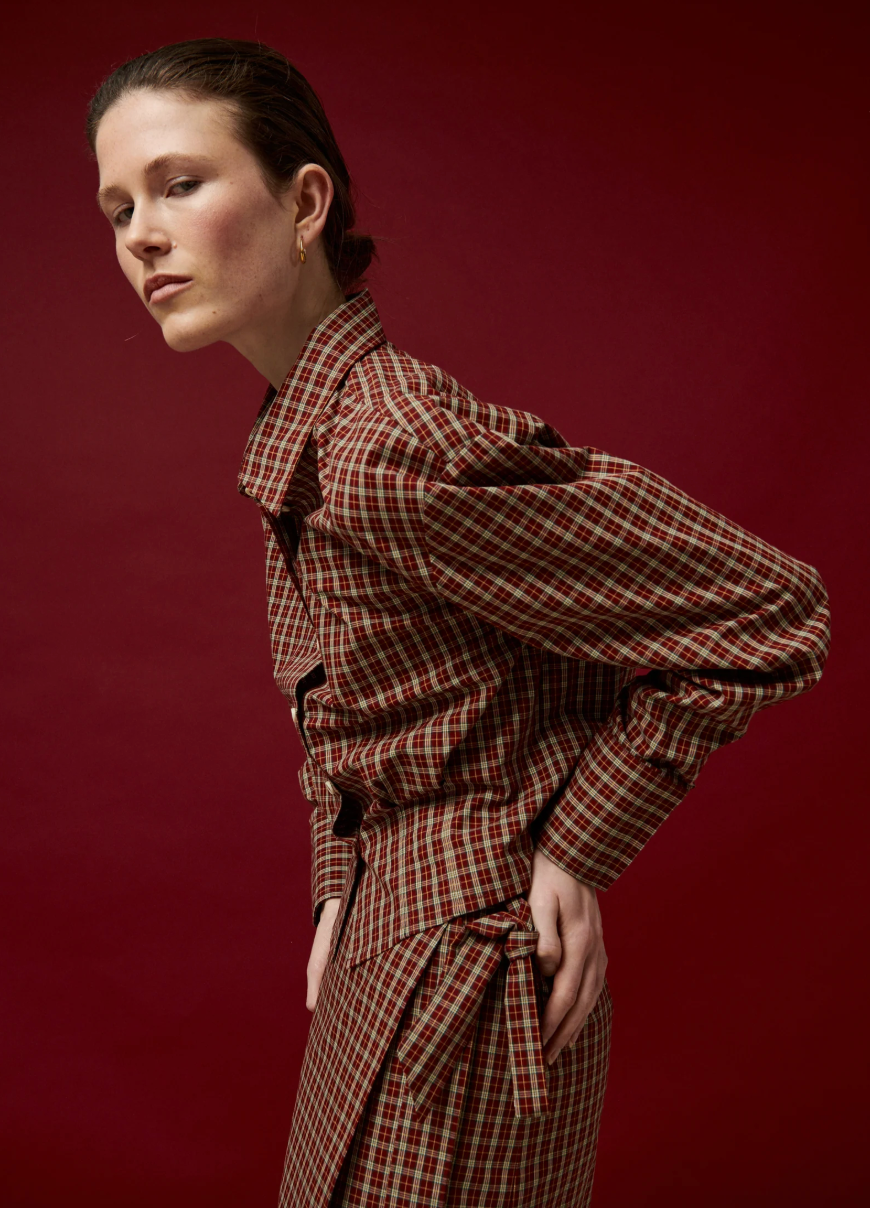 Chemise Idris Spice Cropped à Carreaux - Bellepièce