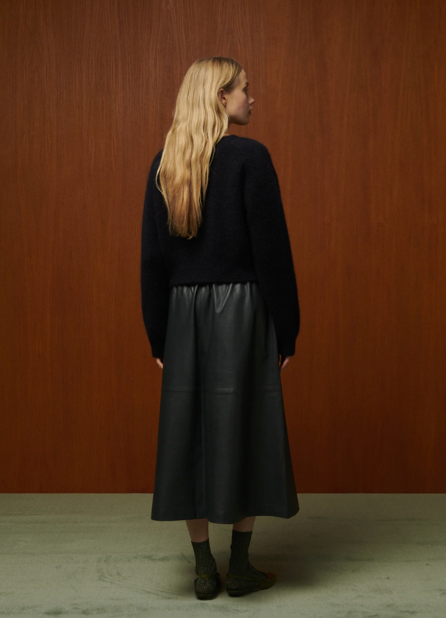 Jupe Claude en Cuir Anthracite - Bellepièce