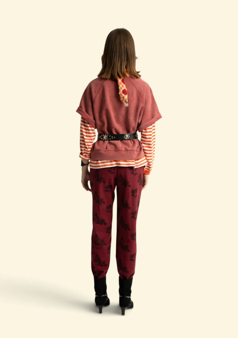 Trousers Bordeaux w/ Black Roses - Sisters Department