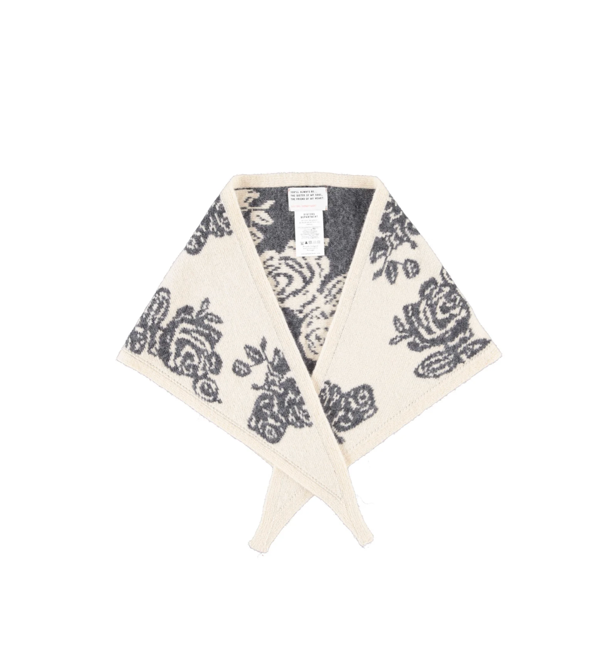 Knitted Bandana Ecru W/ Flowers - Sisters Department