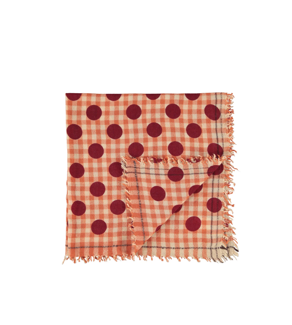 Scarf Orange Checkered W/ Polka Dots -Sisters Department