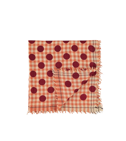 Scarf Orange Checkered W/ Polka Dots -Sisters Department