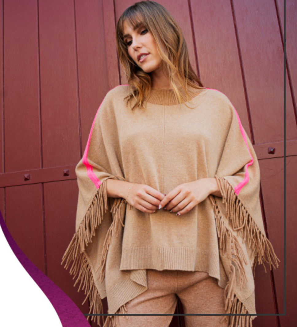 Poncho Pam Camel/Rose - Madluv