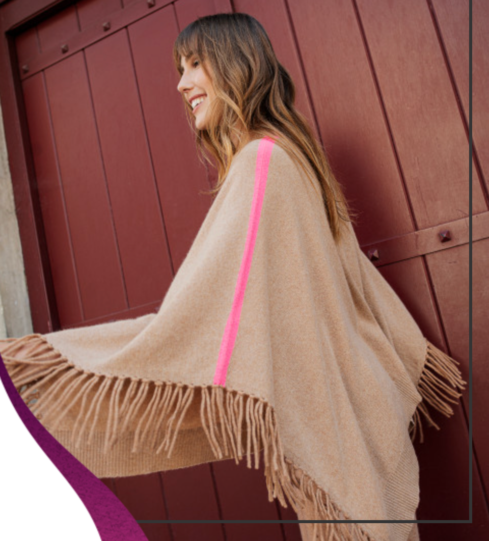 Poncho Pam Camel/Rose - Madluv