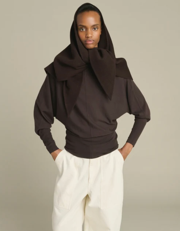 Foulard Triangle Jamelia Laine Double Face Marron Foncé - Soeur