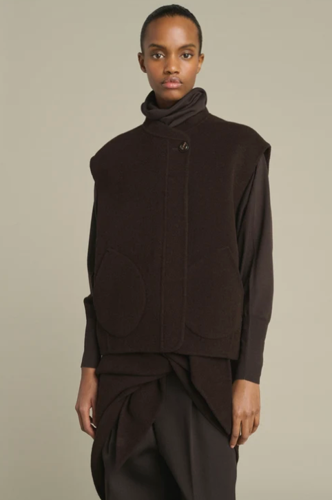 Blouson Adeline Laine Marron Foncé - Soeur