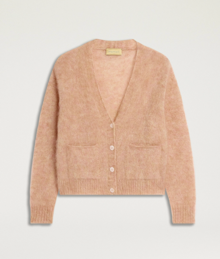 Cardigan Paride Bud Laine Mohair Brossée - Momoni