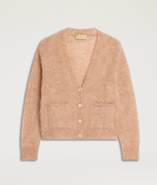 Cardigan Paride Bud Laine Mohair Brossée - Momoni