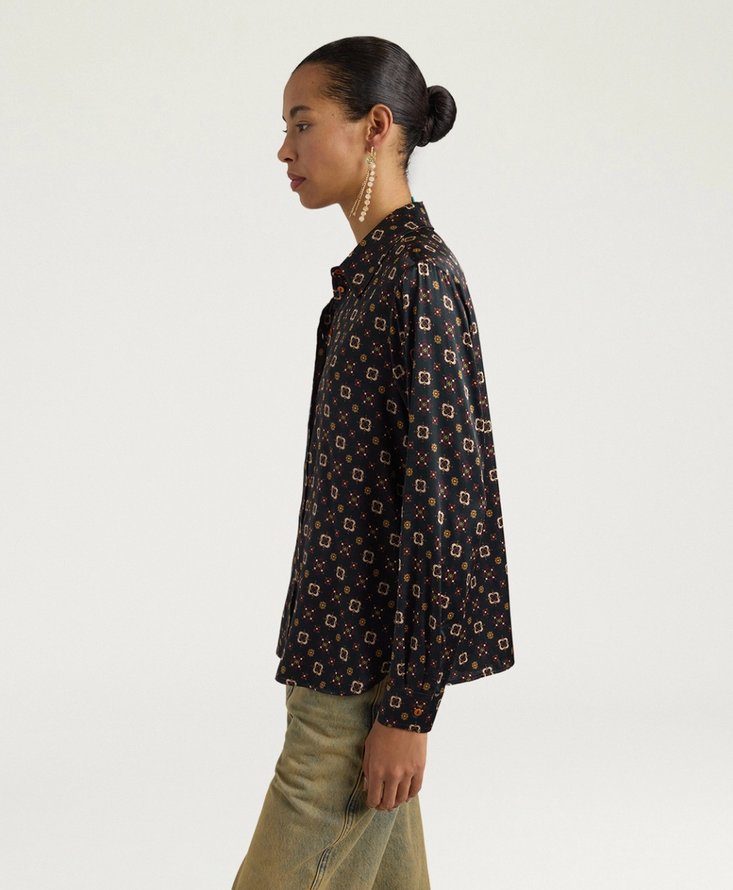 Chemisier Arles Satin de Soie Stretch Imprimé - Momoni