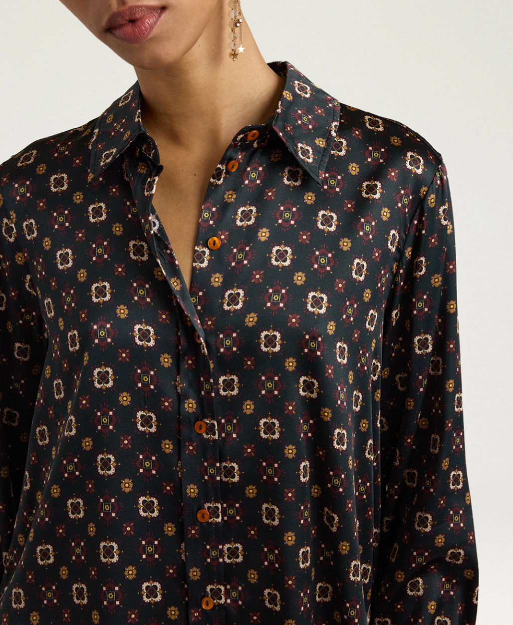 Chemisier Arles Satin de Soie Stretch Imprimé - Momoni