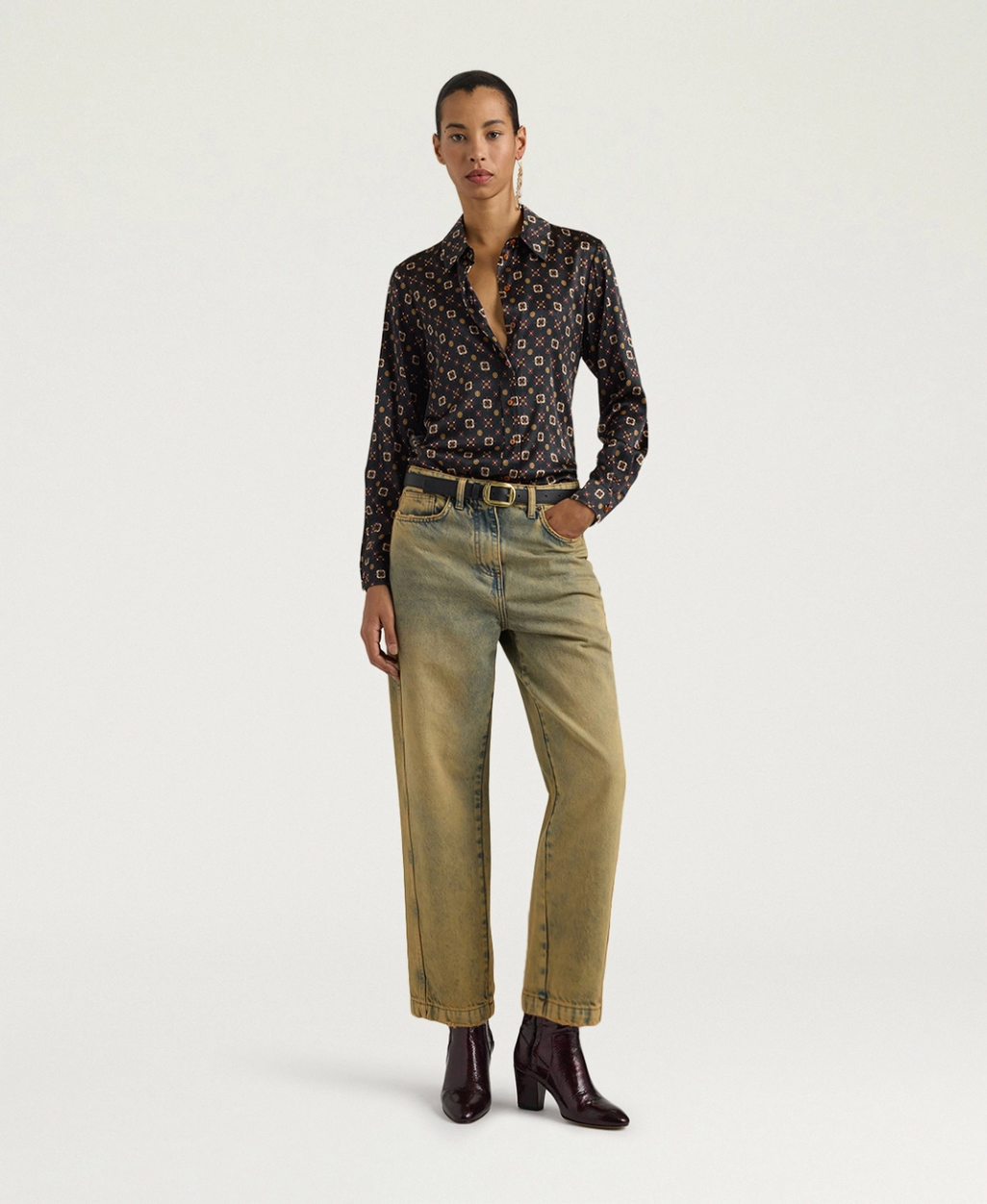 Chemisier Arles Satin de Soie Stretch Imprimé - Momoni